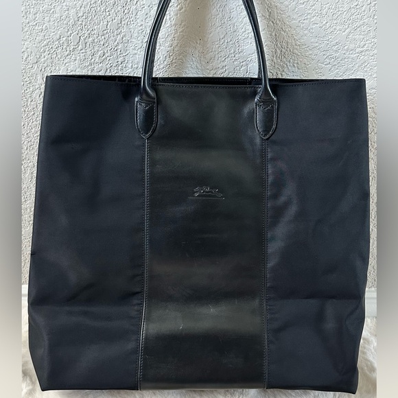 Longchamp Black Nylon and Leather Briefcase Authentic - Picture 1 of 8